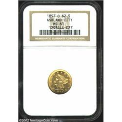 1857-O $2 1/2 MS61 NGC. The first of two Mint State representatives of this difficult final year iss