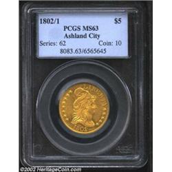 1802/1 $5 MS63 PCGS. B. 2-H and I, Miller-54, R.4. The 1802/1, along with the 1800, is the most freq