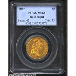 1807 $5 Bust Right MS63 PCGS. Small Date, Small Obverse Stars, Large Reverse Stars. B. 1-B, Miller-8