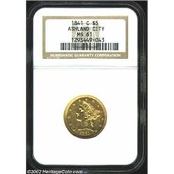 1841-C $5 MS61 NGC. Winter 3-C. The 1841-C is one of the more frequently offered C-mint Fives, espec