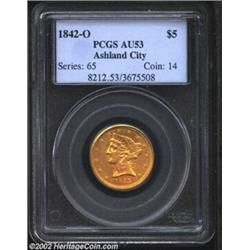 1842-O $5 AU53 PCGS. The 1842-O is one of the rarest of all New Orleans Half Eagles. Winter estimate