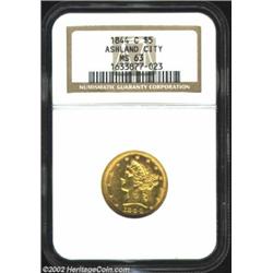 1844-C $5 MS63 NGC. Winter 7-D. Die State I-II. A mere 23,631 pieces were struck of the 1844-C Half.