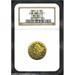 1845-D $5 MS63 NGC. Winter 10-H. With a mintage of 90,629 pieces, the 1845-D is another of the D-min