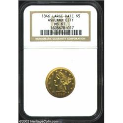 1846 $5 Large Date MS61 NGC. If one cannot tell the difference between the Large and Small Dates, th