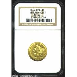 1846-D/D $5 MS60 NGC. Winter 12-I. The D/D is so clearly double punched that it has long been recogn