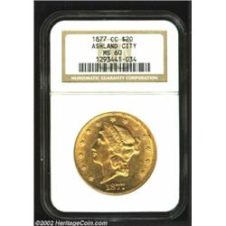 1877-CC $20 MS60 NGC. Winter 1-A. The Type Three Double Eagle made its debut in 1877 with the denomi