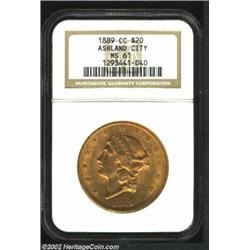 1889-CC $20 MS61 NGC. Winter 1-A, the only known dies. A hoard that emerged in the mid 1990s confirm