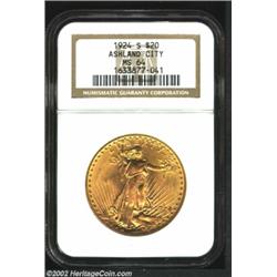 1924-S $20 MS64 NGC. While the 1924-S is not known for exceptional luster quality, the present near-