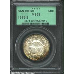 1935-S 50C San Diego MS68 PCGS. The production history of this issue is very interesting. The Act of