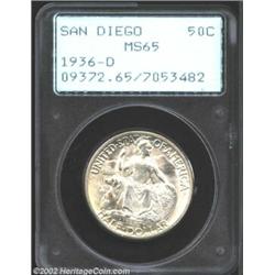 1936-D 50C San Diego MS65 PCGS. A nicely struck, lightly toned, and lustrous Gem that has immaculate