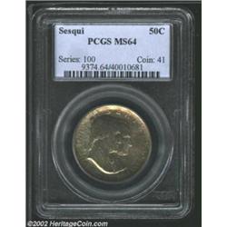 1926 50C Sesquicentennial MS64 PCGS. A lustrous near-Gem that has an above average strike and pleasi