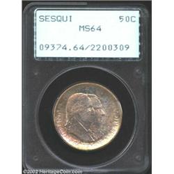 1926 50C Sesquicentennial MS64 PCGS. Speckled russet toning clings to the devices. Very well struck.