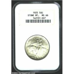 1925 50C Stone Mountain MS66 NGC. Velvety surfaces are free of substantial toning and show no notice