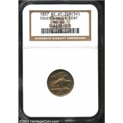 1837 Feuchtwanger Cent MS62 NGC. HT-268(5H), R.1. The centers show typical striking softness for the