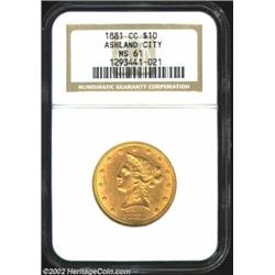 1881-CC $10 MS61 NGC. Winter 1-A, the only confirmed dies. In terms of both total number of coins kn