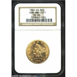 1891-CC $10 MS64 NGC. Repunched Mintmark. Winter 3-C. This issue boasts the highest mintage of any L