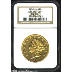 1852-O $20 MS60 NGC. Despite its status as a common (relative to most other Liberty Double Eagles fr