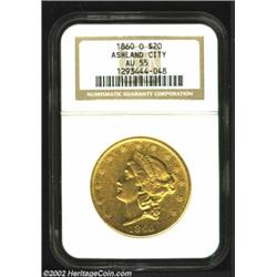 1860-O $20 AU55 NGC. Although similar in overall rarity to the 1859-O, the 1860-O is the more diffic