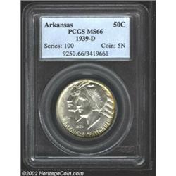 1939 50C Arkansas MS66 PCGS. Mostly silver-white in sheen, the fully lustrous surfaces are uncommonl