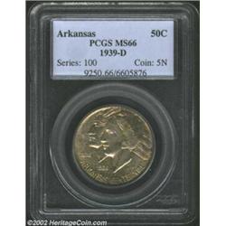 1939-D 50C Arkansas MS66 PCGS. Deeply variegated yellow-green, lavender, and russet patina. A well s