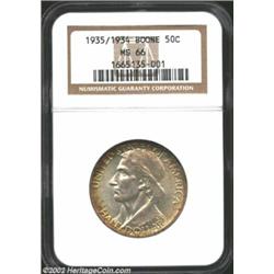 1935/34 50C Boone MS66 NGC. A Gem with russet peripheral toning and clear of all but the most minute