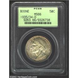 1935/34-D 50C Boone MS66 PCGS. Lovely multicolored patina envelops both sides in pastel tinged lilac