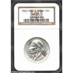 1935/34-D 50C Boone MS67 NGC. A brilliant and lustrous Superb Gem with a razor-sharp strike. Immacul