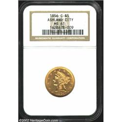 1856-C $5 MS61 NGC. Winter 24-J. The 1856-C is a low mintage issue that has been consistently overlo