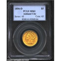 1856-D $5 MS61 PCGS. Winter 27-U. The 1856-D is another low mintage issue, and like its C-mint count