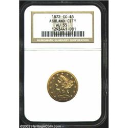 1872-CC $5 AU55 NGC. Winter 1-A. The 1872-CC is a very rare issue even though 16,980 pieces were pro