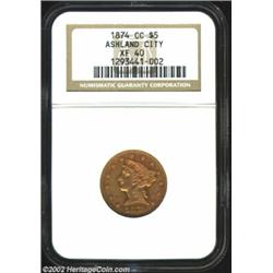 1874-CC $5 XF40 NGC. Winter 2-D. The 1874-CC is one of the more available CC Fives from this very ch