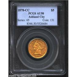 1878-CC $5 AU50 PCGS. Winter 1-A. The 1878-CC is an extreme condition rarity among Carson City Half.