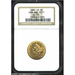 1882-CC $5 AU55 NGC. Winter 1-A. The 1882-CC is the most frequently encountered pre-1890 Half Eagle.