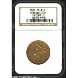 1870-CC $10 XF40 NGC. Winter 1-A. Perhaps surprisingly for a low mintage (5,908 pieces) issue, there