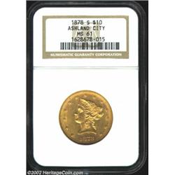 1878-S $10 MS61 NGC. Similar in overall rarity to the 1876-S and 1877-S, the 1878-S is one of numero