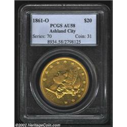 1861-O $20 AU58 PCGS. An extremely popular issue among Southern gold specialists, the 1861-O is the.