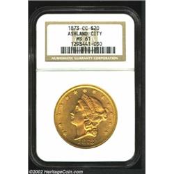 1873-CC $20 MS61 NGC. Winter 1-A, the only known dies. Several small groups of 1873-CC Double Eagles