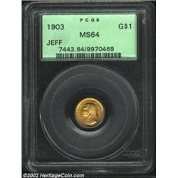 1903 G$1 Louisiana Purchase/Jefferson MS64 PCGS. Brilliant and lustrous, with just a hit of hazy obv