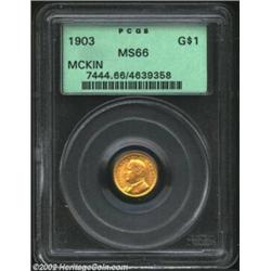 1903 G$1 Louisiana Purchase/McKinley MS66 PCGS. Orange-gold in color, the surfaces are both fully lu