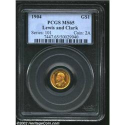 1904 G$1 Lewis and Clark MS65 PCGS. A significant coin for the commemorative specialist, the 1904 Le