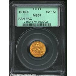 1915-S $2 1/2 Panama-Pacific Quarter Eagle MS67 PCGS. The Panama Canal opened on August 15, 1914--an