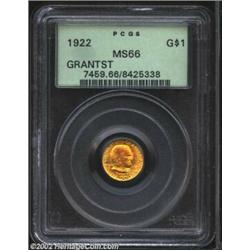 1922 G$1 Grant with Star MS66 PCGS. An originally preserved and conditionally scarce representative,