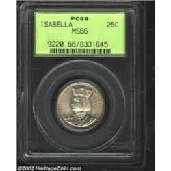 1893 25C Isabella Quarter MS66 PCGS. Satiny with razor sharp definition beneath subtle overlays of g