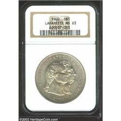 1900 S$1 Lafayette Dollar MS63 NGC. Sharply struck with the original luster muted slightly by a thin