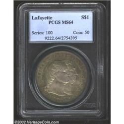 1900 S$1 Lafayette Dollar MS64 PCGS. Rich antique-copper toning envelops both sides and yields to wa