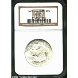 1921 50C Alabama MS65 NGC. A brilliant and lustrous Gem with exquisite surfaces. The front leg of th