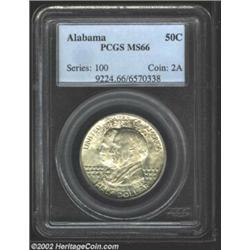 1921 50C Alabama MS66 PCGS. A silky-smooth representative, both sides are awash in billowy mint fros