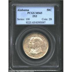 1921 50C Alabama 2x2 MS65 PCGS. Originally preserved with a dusting of lilac-tan patina that assumes