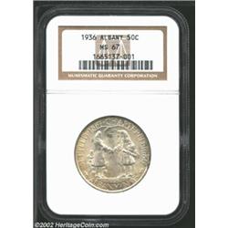 1936 50C Albany MS67 NGC. The reverse has the splendid apricot-gold 'tab patina' that is coveted by.