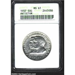 1937 50C Antietam MS61 ANACS. A generally untoned, quite affordable Mint State example. Important no